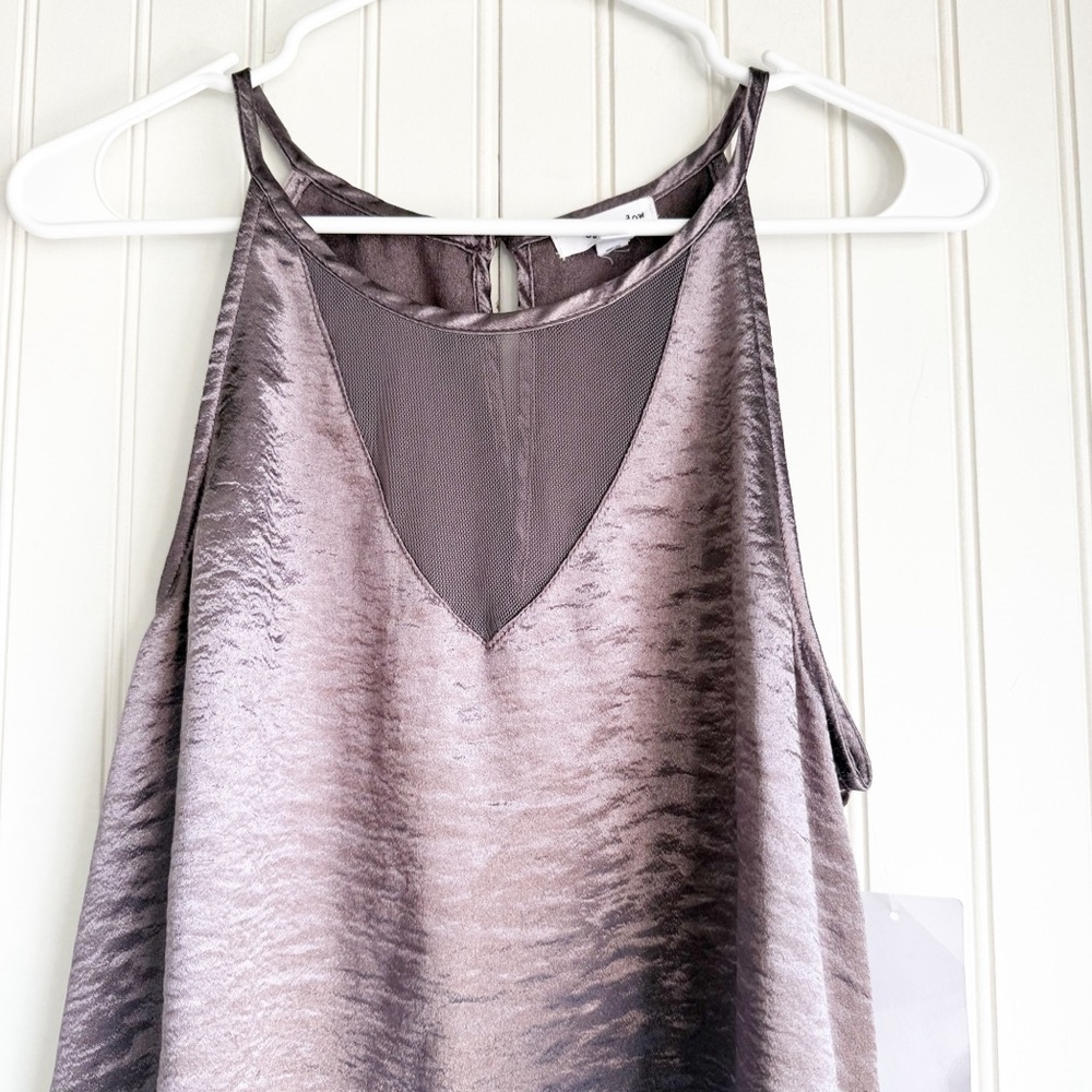 Eyeshadow Size M Gunmetal mesh detail Silky Tank Top New! - Picture 2 of 6